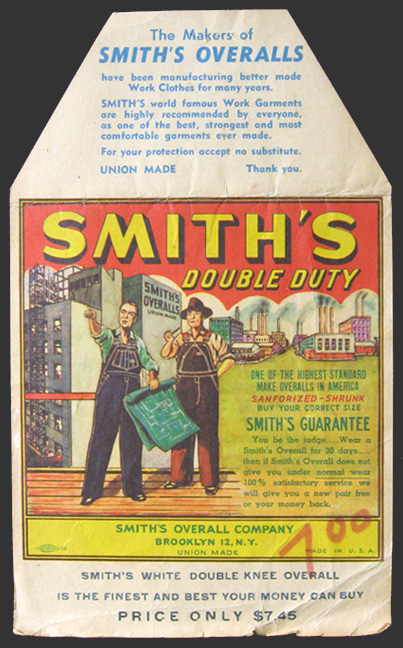 1950's Smith's Overalls Pocket Flasher Tag