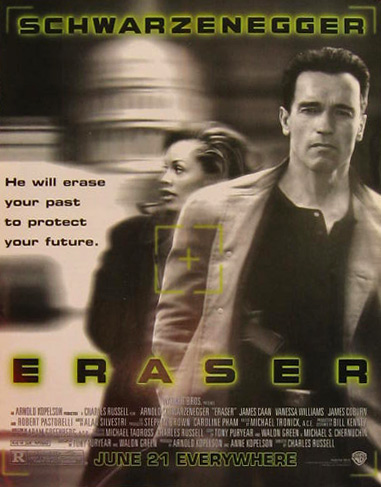 Eraser, Arnold Schwarzenegger 1996 Vintage Movie Ad