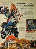 1976 Vintage Honda CB-125S Motorcycle Ad ~ A Girl On A Honda