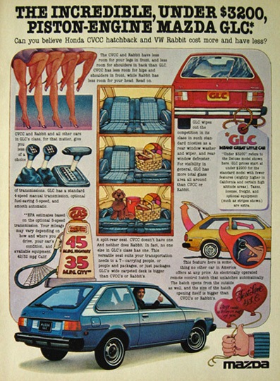 1977 Vintage Mazda GLC Car Ad Piston Engine