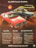 1978 Pontiac Sunbird Ad ~ Coupe, Hatch, Safari