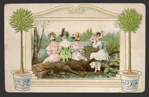 Four Women on a Log Postcard