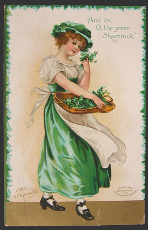 Ellen Clapsaddle Green Shamrock St. Pats Postcard