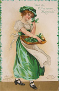 Ellen Clapsaddle Green Shamrock St. Pats Postcard