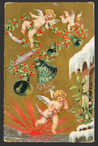 Cupids & Bells Merry Christmas Postcard