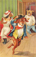 Anthropomorphic Dressed Dog Cheats on Husband Postcard