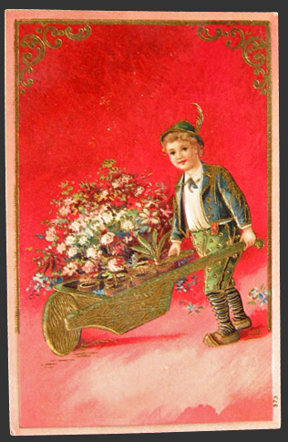 Boy with Flower Cart Postcard