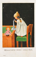 Girl on Telephone Hello Mama Christmas Postcard