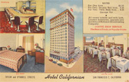 Hotel Californian Linen Postcard with Rates