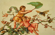 Tiny Children Catch Large Bee Blank Trade Card