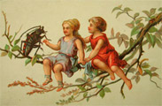 Tiny Children with Large Beetle Blank Trade Card