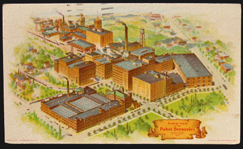 Pabst Breweries Aerial View Postcard