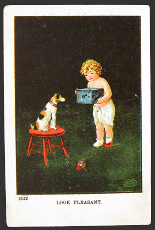 Boy Photographs Dog "Little Shaver" Series Postcard