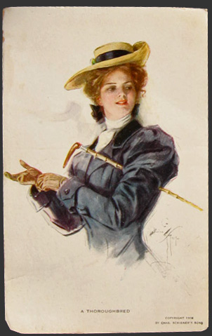 Harrison Fisher Thoroughbred Lady Equestrian Postcard