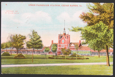 Cedar Rapids, IA Union Passenger Station Postcard
