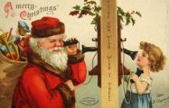 Ellen Clapsaddle Christmas Postcard ~ Santa on Phone