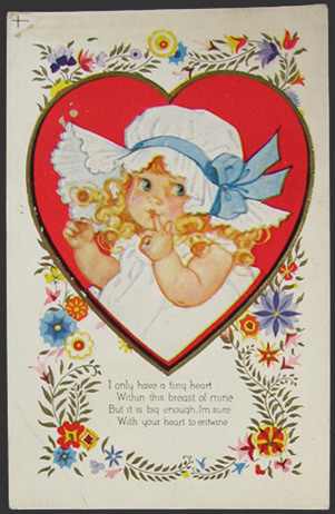 Child with Bonnet Valentine Postcard