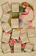 1912 Calendar New Year Postcard