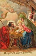 Nativity Manger Vintage Christmas Postcard