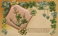4 Leaf Clover & Anchor ~ Wedding Wishes Vintage Quilted Postcard