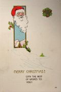Vintage Christmas Postcard ~ Santa & Wreath