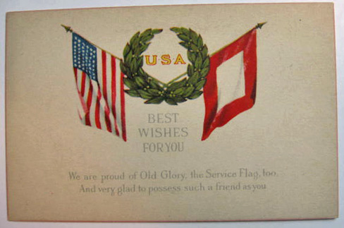 U.S. Service Flag & Old Glory Postcard