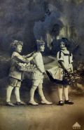 Easter Children w/ Basket of Eggs Real Photo Postcard