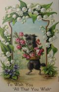 To Wish You All That You Wish Dog with Roses Postcard