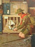 1933 Normal Rockwell Boy Scout & Dog Vintage Print ~ Tintogravure