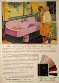 1929 Standard Plumbing Ad ~ Pink Sink ~ Clarence Cole