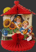 Boy Plays Mandolin ~ Vintage Honeycomb Valentine