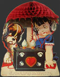 Boy with Dog & Radio Vintage Honeycomb Valentine