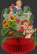 Children Kissing ~ Vintage Honeycomb Valentine