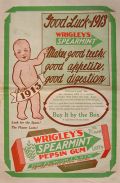 1913 Large Wrigley's Spearmint Gum Ad ~ New Year Baby