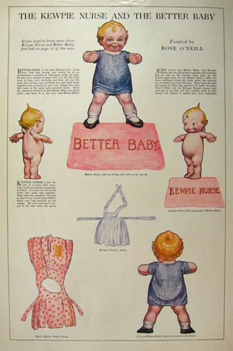 1913 Rose O'Neill Kewpie Kutouts Paper Dolls ~ Kewpie Nurse & the Better Baby