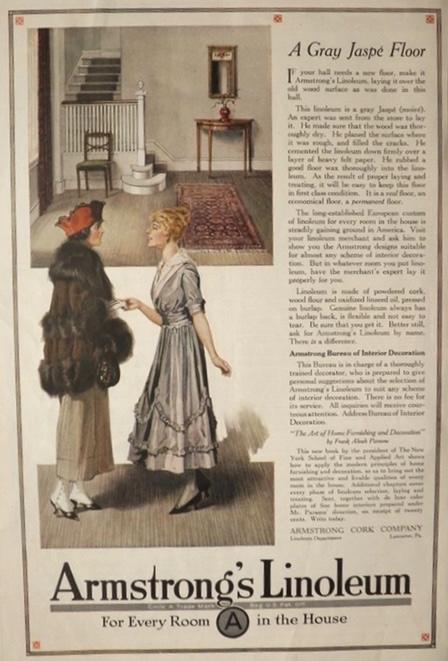 1919 Armstrong Linoleum Ad ~ Gray Jaspe Floor