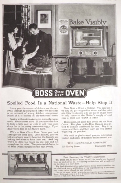 1918 Boss Glass Door Oven Ad ~ Bake Visibly