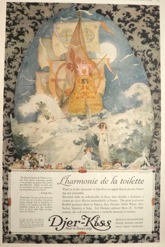 1918 Djer Kiss Ad ~ Forkum ~ Ship at Sea