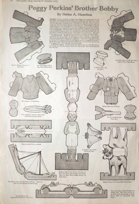 1919 Peggy Perkins Paper Dolls ~ Brother Bobby
