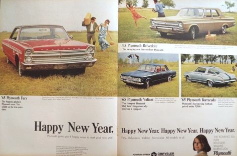 1965 Plymouth Ad ~ Fury, Barracuda, Valiant