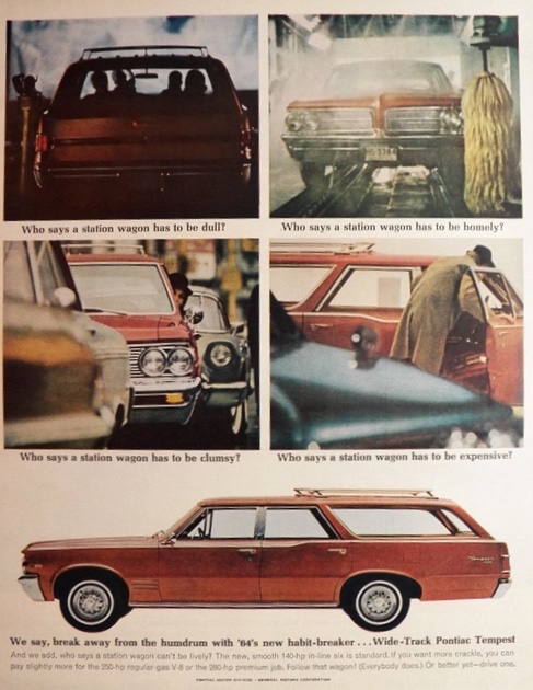 1964 Pontiac Tempest Station Wagon Ad ~ Not Humdrum