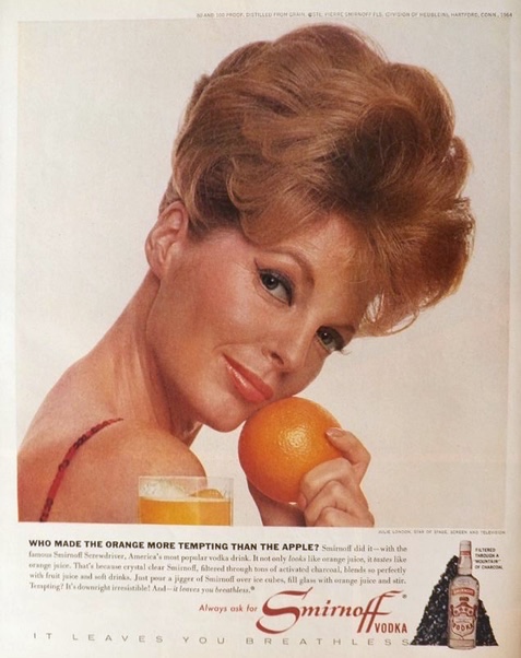 1964 Smirnoff Vodka Ad ~ Julie London