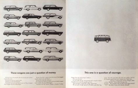 1963 Volkswagen VW Bus Ad ~ Question of Courage
