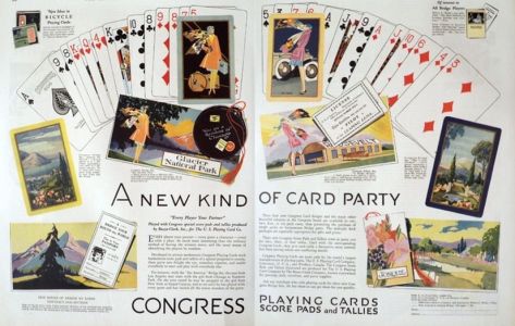 1929 Congress Playing Cards Ad ~ Matching Score Padss