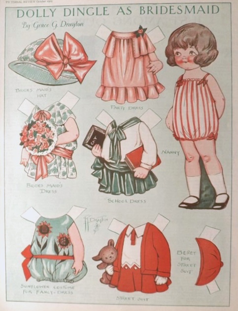 1930's Original Uncut Paper Dolls Scrapbooking Antique Ephemera Collector Dolly Dingle World Flight 'The Start' by Grace G Drayton