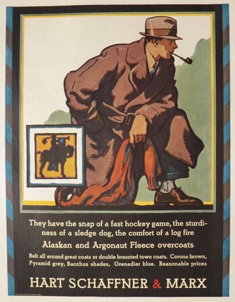1929 Hart Schaffner & Marx Clothing Ad ~ Fleece Overcoats