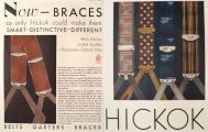 1929 Hickok Braces Men's Suspenders Ad