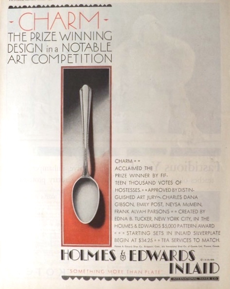 1929 Holmes & Edwards At Deco Ad ~ Charm Pattern