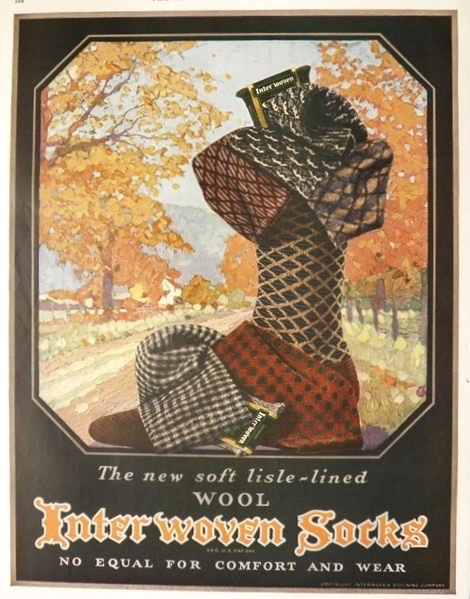 1929 Interwoven Socks Ad ~ Soft Lisle-Lined Wool