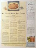 1928 Mazola Oil Ad ~ Potato Recipes